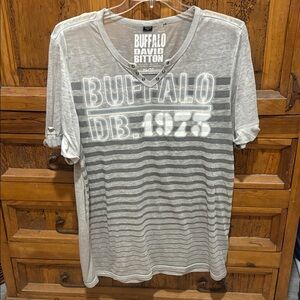 Buffalo David Bitton Light Gray Striped Tee
